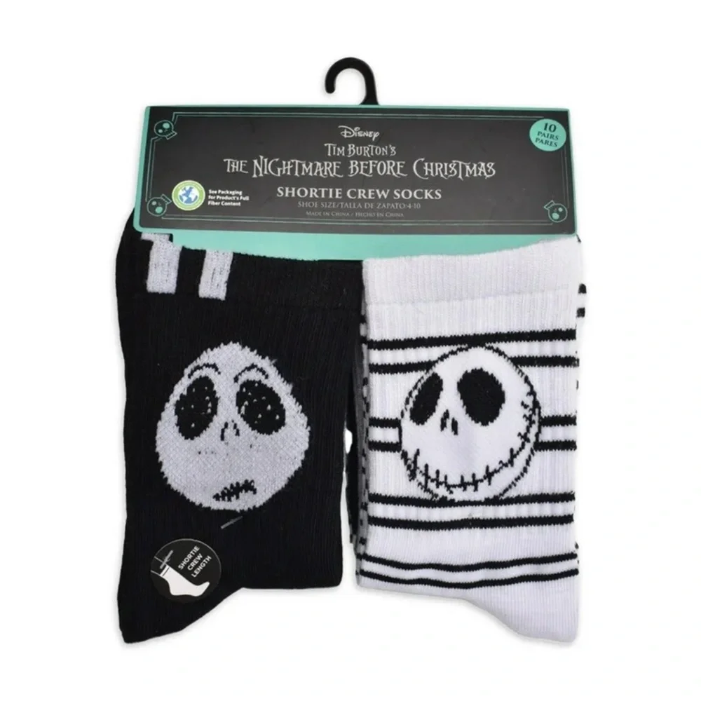 The Nightmare Before Christmas Womens Jack Skellington Graphic Crew Socks 10pack